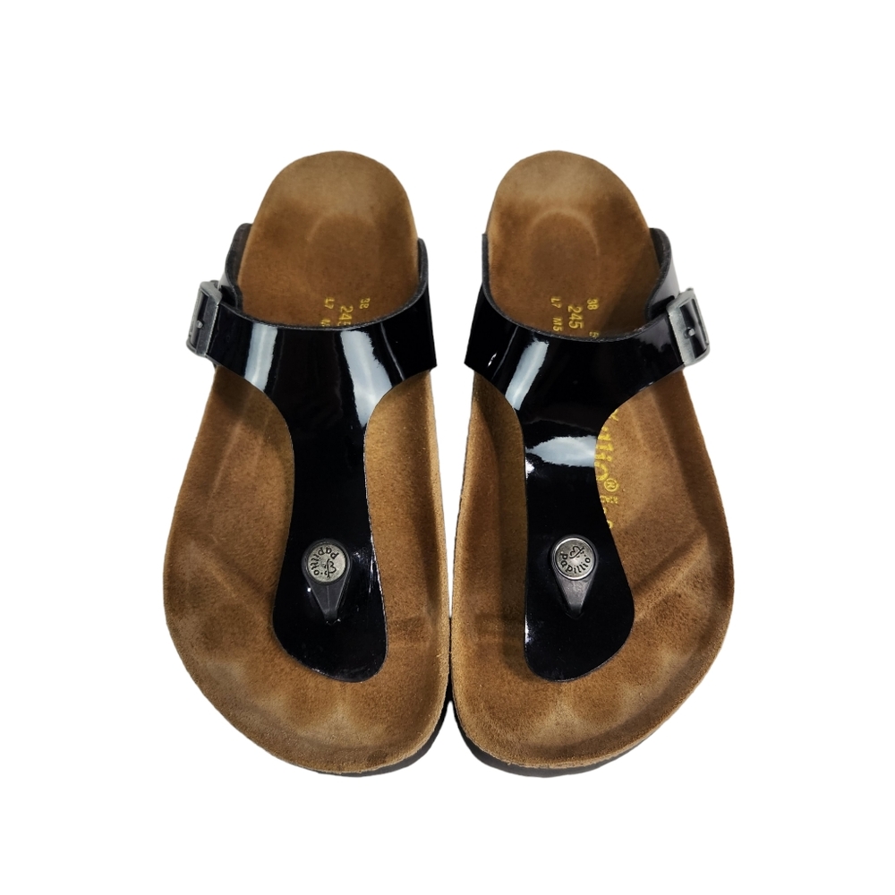 Birkenstock Papillo Gizeh Platform Vegan Black Patent Sandals Size Women's 7 - Picture 8 of 10